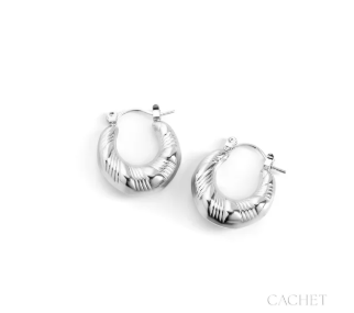 Silver Cachet Hoop Earrings